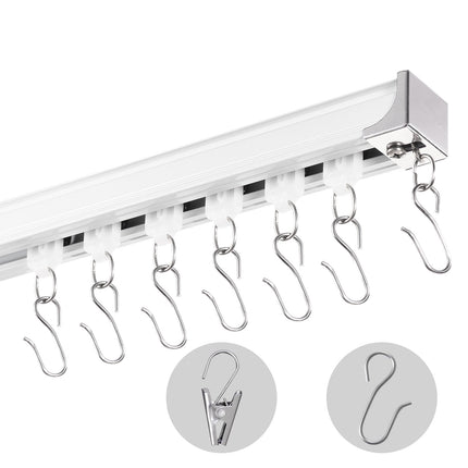 Ceiling Curtain Track Set 5.9 Ft, Wall or Ceiling Mount, Hooks
