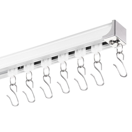 Ceiling Curtain Track Set 8.9 Ft, Wall Or Ceiling Mount, White