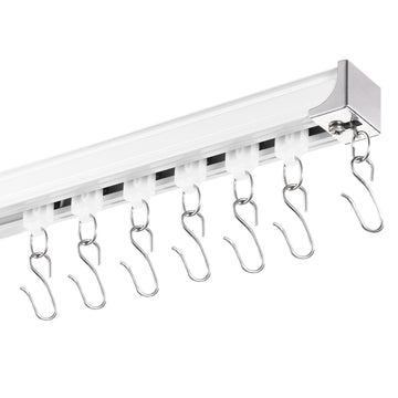 Ceiling Curtain Track Set 8.9 Ft, Wall Or Ceiling Mount, White