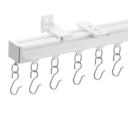 Ceiling Curtain Track Set 8.9 Ft, Wall Or Ceiling Mount, White