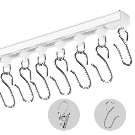 Ceiling Curtain Track Set, 9.9 ft, Self-Adhesive, White