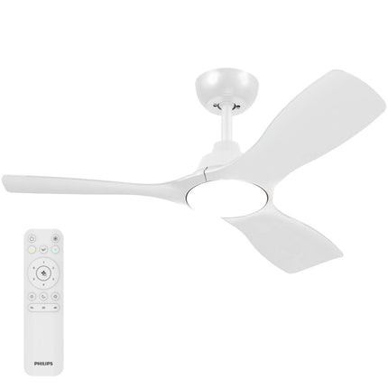Ceiling Fan With LED Light 106 cm, Remote, White