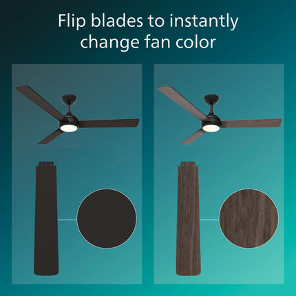 Ceiling Fan With LED Light, 132 cm, Remote, Reversible Blades