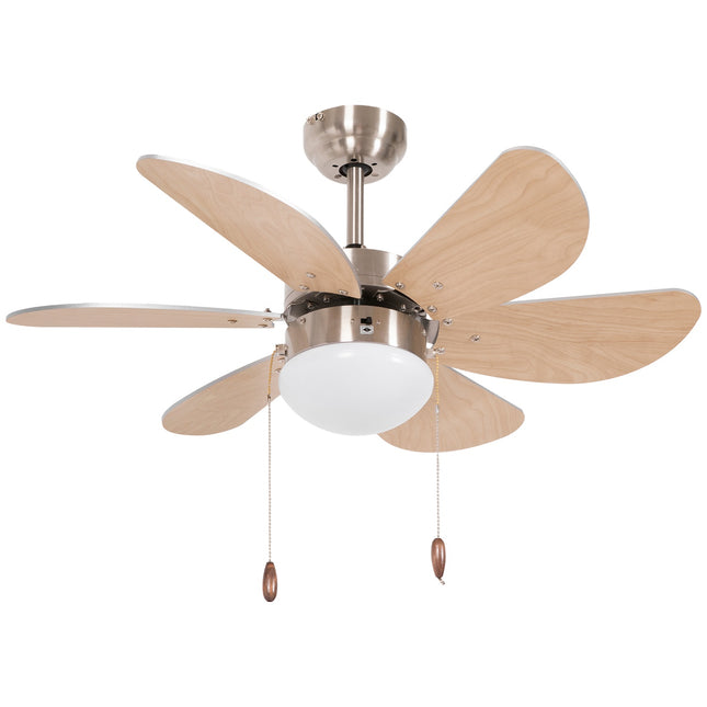 Ceiling fan with LED light, 6 reversible book leaves