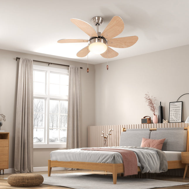Ceiling fan with LED light, 6 reversible book leaves