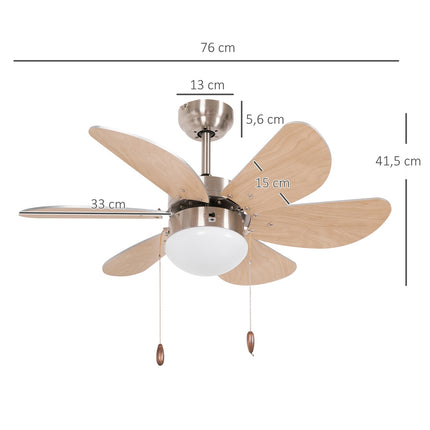 Ceiling fan with LED light, 6 reversible book leaves