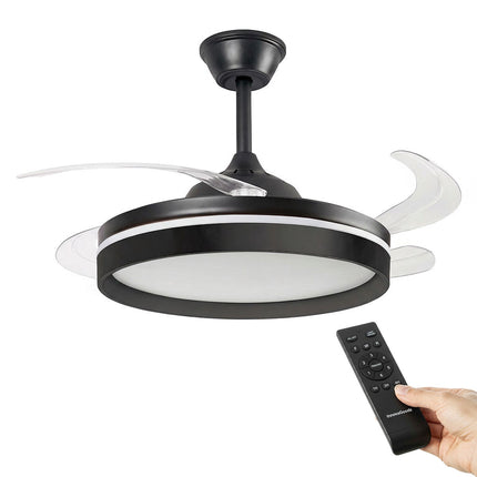 Ceiling Fan with LED Light, Remote, 4 Retractable Blades
