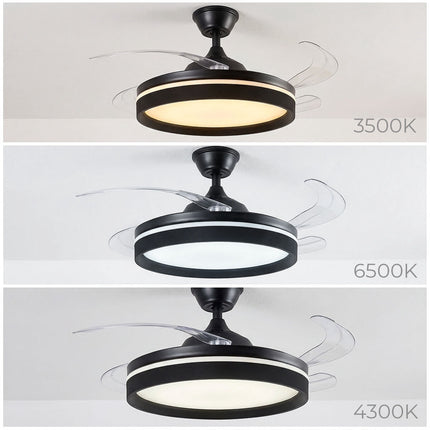 Ceiling Fan with LED Light, Remote, 4 Retractable Blades