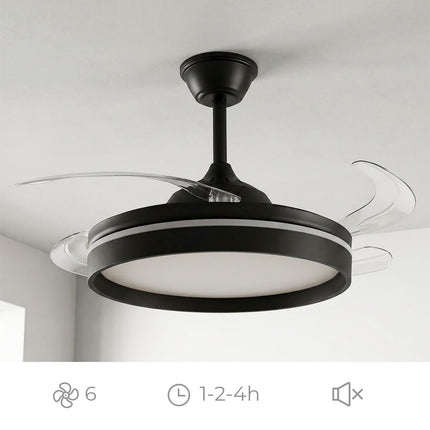 Ceiling Fan with LED Light, Remote, 4 Retractable Blades
