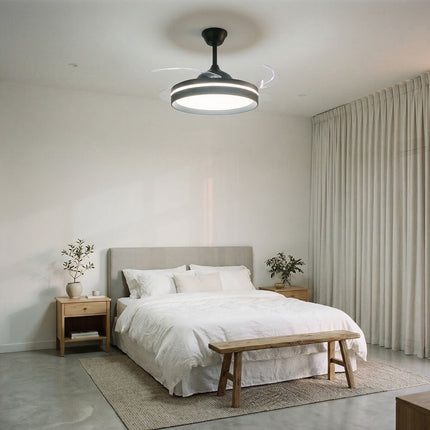 Ceiling Fan with LED Light, Remote, 4 Retractable Blades