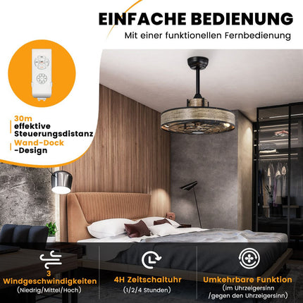 Ceiling Fan with Light, 50 cm, Remote and 4H Timer