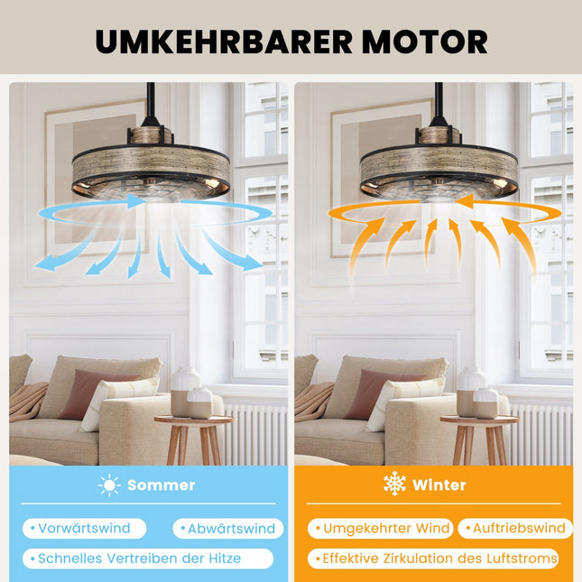 Ceiling Fan with Light, 50 cm, Remote and 4H Timer