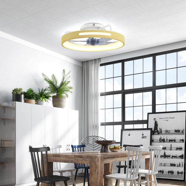 Ceiling Fan with Light, Remote, 49 cm, 3 Color Temps, Wood Finish
