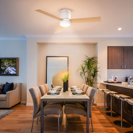 Ceiling fan with light & remote control, 3 speeds, quiet & dimmable