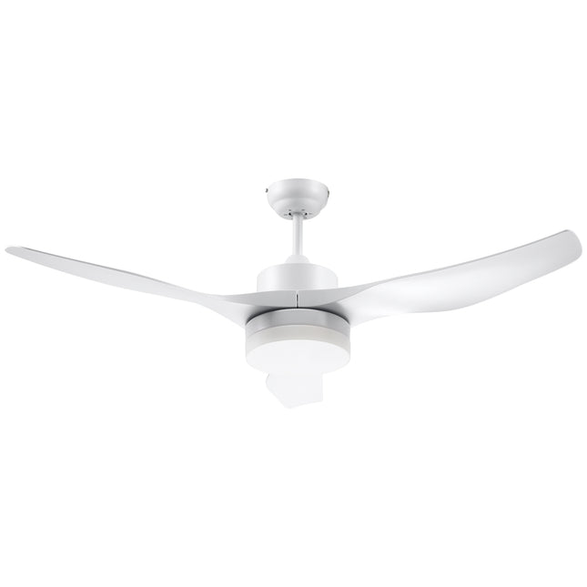 Ceiling fan with LED light and remote control, 6 speeds, white
