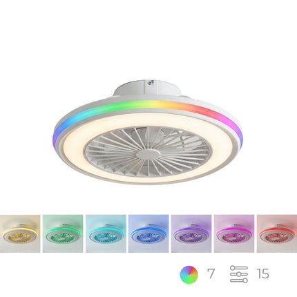 Ceiling Fan with RGB LED Light, Remote Control, Hidden Blades