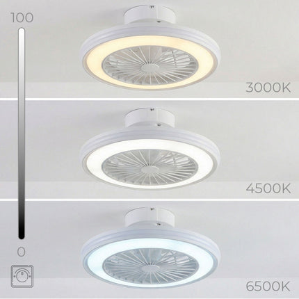 Ceiling Fan with RGB LED Light, Remote Control, Hidden Blades