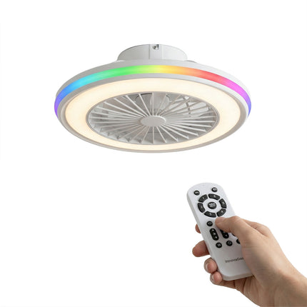 Ceiling Fan with RGB LED Light, Remote Control, Hidden Blades