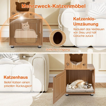 Ceiling-High Cat Tree with Adjustable Height & Litter Box