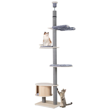 Ceiling-High Cat Tree with Hammock & Platforms, Adjustable