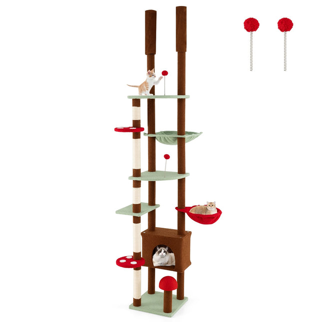 Ceiling-High Cat Tree with Hammock & Sisal Posts