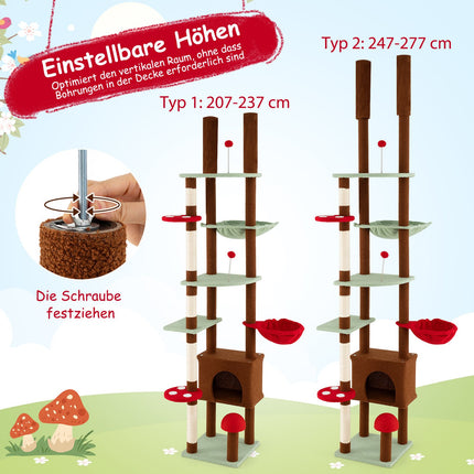 Ceiling-High Cat Tree with Hammock & Sisal Posts
