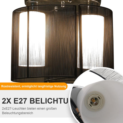 Vintage ceiling lamp - 2-lamp E27 socket, black, Ø47.5 cm