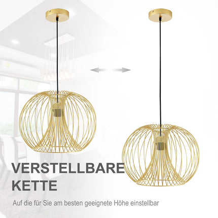 Vintage Gold Ceiling Lamp, Adjustable Steel, E27, Ø37x150 Cm