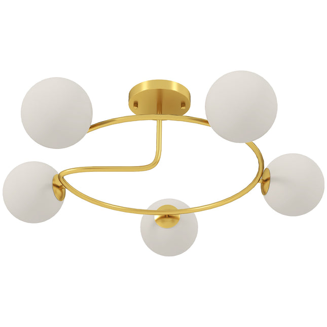 Ceiling Light, 5x G9 Sockets, Gold-White, 64 cm