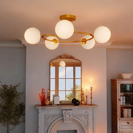 Ceiling Light, 5x G9 Sockets, Gold-White, 64 cm