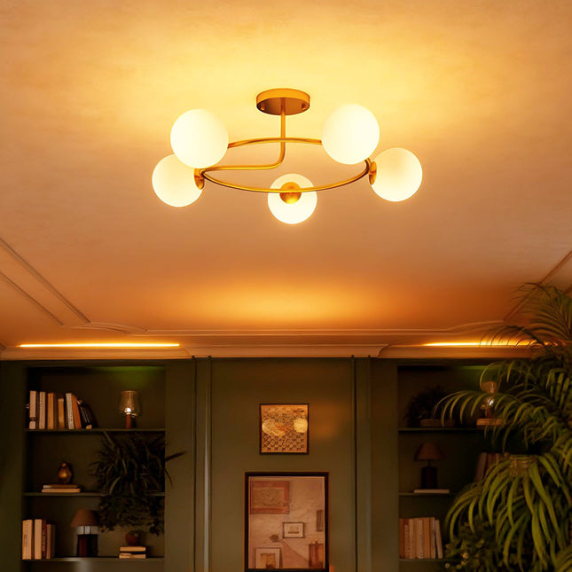 Ceiling Light, 5x G9 Sockets, Gold-White, 64 cm