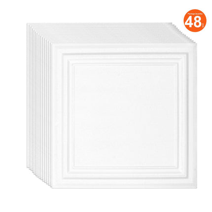Ceiling Tiles, 48-Pack 20 x 20 in Polystyrene, White