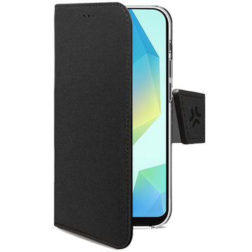 Celly Wally Wallet Case for Samsung Galaxy A18 and A17, Black, PU Leather