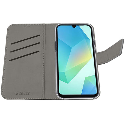 Celly Wally Wallet Case for Samsung Galaxy A18 and A17, Black, PU Leather