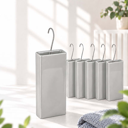 Ceramic Radiator Humidifier Set of 6 with Hooks, 400 ml, Light Grey