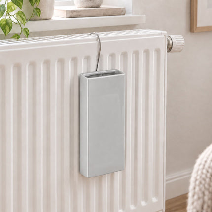 Ceramic Radiator Humidifier Set of 6 with Hooks, 400 ml, Light Grey