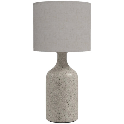 Ceramic Table Lamp with Linen Shade, Sand & Beige, 22x45 cm