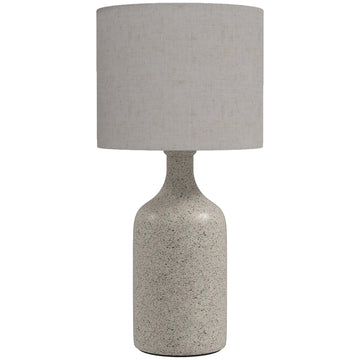 Ceramic Table Lamp with Linen Shade, Sand & Beige, 22x45 cm