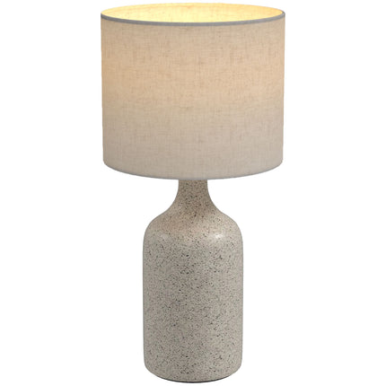 Ceramic Table Lamp with Linen Shade, Sand & Beige, 22x45 cm