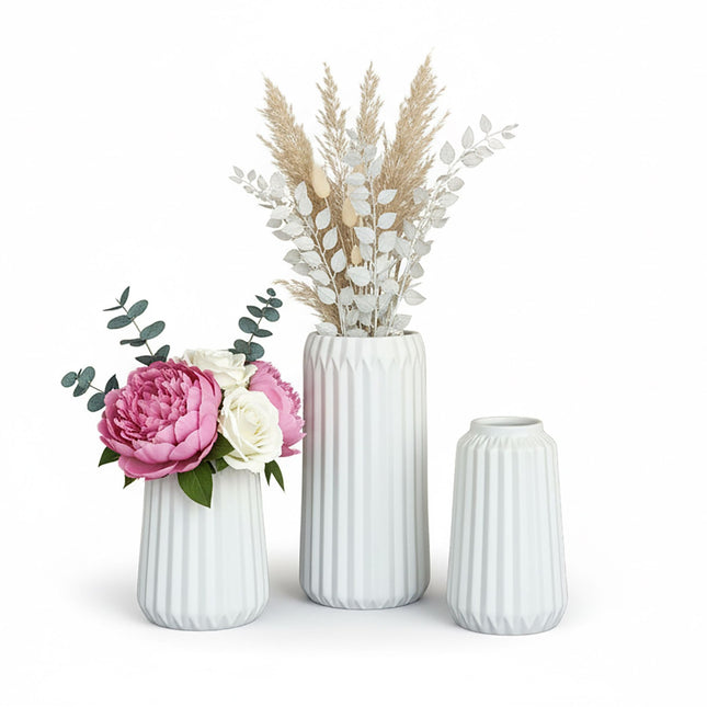 Ceramic Vase Set – 3 Sizes, Minimalist Design