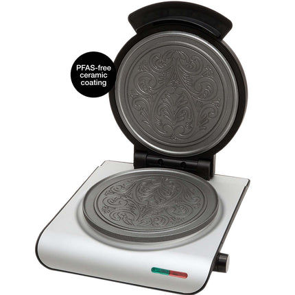 Ceramic Waffle Iron, Silver Finish
