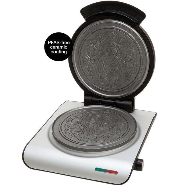 Ceramic Waffle Iron, Silver Finish