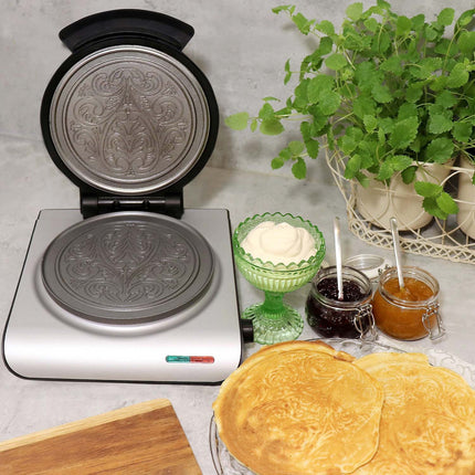 Ceramic Waffle Iron, Silver Finish