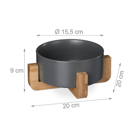 Ceramic dog bowl with bamboo frame