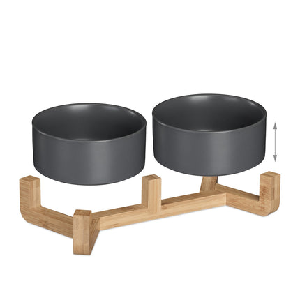 Ceramic dog bowl with bamboo frame