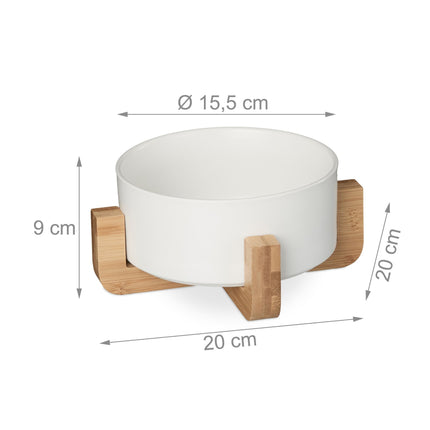 Ceramic dog bowl with bamboo frame
