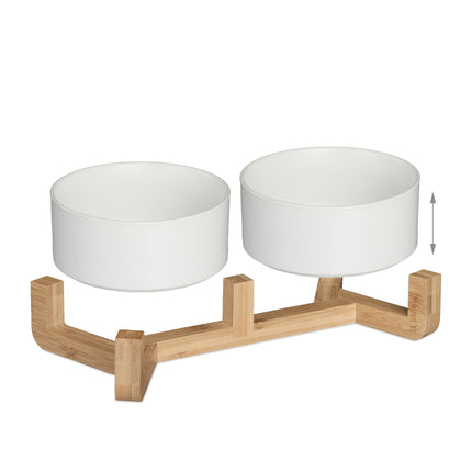Ceramic dog bowl with bamboo frame