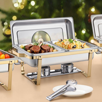 Chafing Dish Set, 2-Pack 4 Qt Stainless Steel, Glass Lid