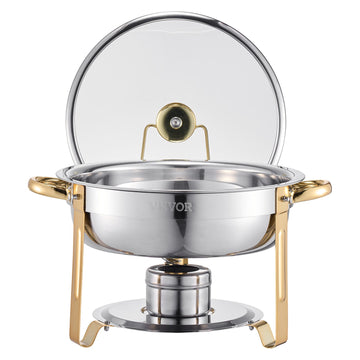 Chafing Dish Set, 4-Pack 5 Qt Stainless Steel, Glass Lid