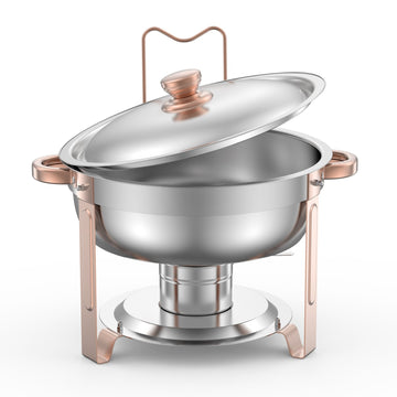 Chafing Dish Set, 4-Pack 5 Qt, Stainless Steel, Rose Gold